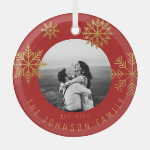 Red Gold kerstPassen getrouwd Gift Glas Ornament