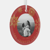 Red Gold kerstPassen getrouwd Gift Glas Ornament (Voorkant Rechts)