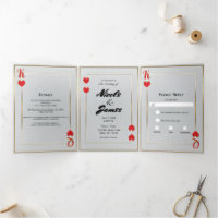 Red Gold King & Queen of Hearts Casino Wedding Tr