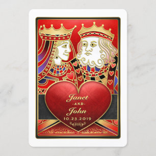 Red Gold King Queen Vegas samen met Invite Kaart