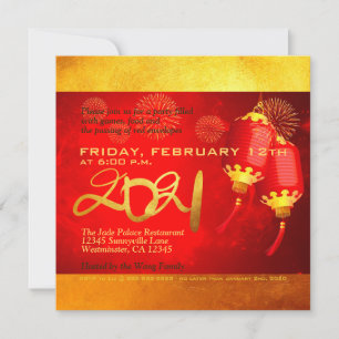 Red Gold Lantern Chinese Ox papieren versie 2021 P