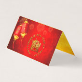 Red Gold Lantern Chinese Ox papiersnip 2021 packC Kaart (Voorkant)