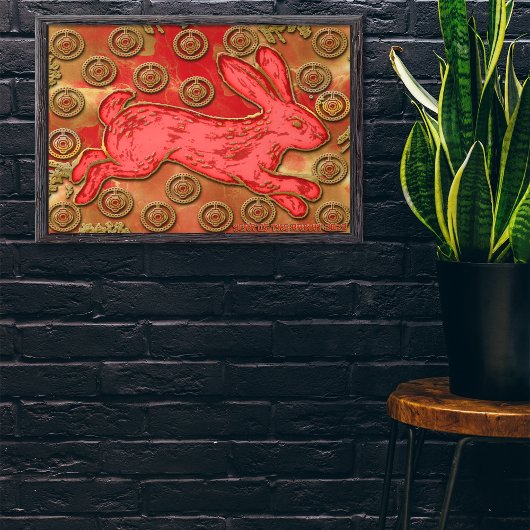 Red Gold Lantern Rabbit 2023 Chinese nieuwjaarsdag Poster