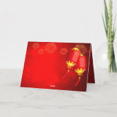 Red Gold Lanterns Chinese Horse paper-cut 2026 HG Feestdagen Kaart (Achterkant)