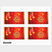 Red Gold Lanterns Chinese Horse paper-cut 2026 RcS Rechthoekige Sticker (Vel)
