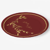 Red Gold Leaf Elegant Name Script Weddenschap Papieren Bordje (Gekanteld)