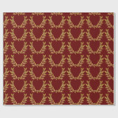 Red Gold Leaf Monogram Elegant Chic Wedding Cadeaupapier (Vlak)