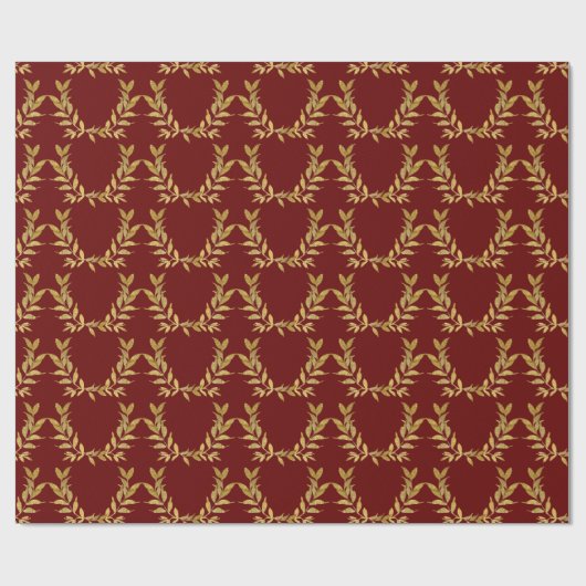 Red Gold Leaf Monogram Elegant Chic Wedding Cadeaupapier (Vlak)