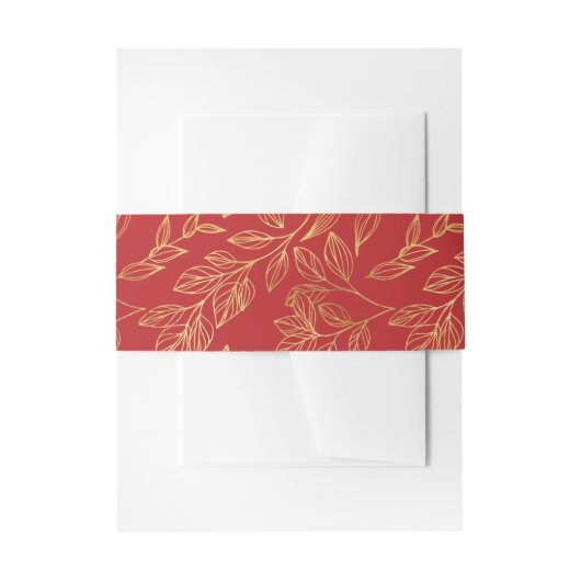 Red Gold Leaves Uitnodigingen Wikkel (Voorkant Voorbeeld)