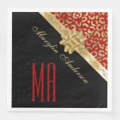 RED & GOLD LEOPARD CHRISTMAS GIFT CUSTOM MONOGRAM SERVET (Voorkant)