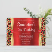 Red Gold Leopard Folie Gem Heart 21st Birthday Kaart (Staand voorkant)