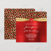 Red Gold Leopard Folie Gemstone Heart 50e verjaard Kaart (Voorkant / Achterkant)