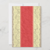 Red =Gold  Linen & Lace Wedding Invitations Kaart (Achterkant)
