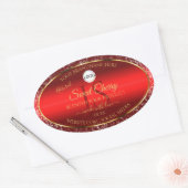 Red Gold Logo Initials Glitter Stars Product Label (Envelop)