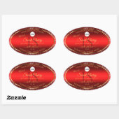 Red Gold Logo Initials Glitter Stars Product Label (Vel)