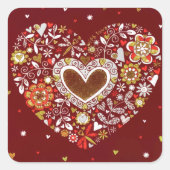 Red Gold love you Heart Flowers Butterfly Vierkante Sticker (Voorkant)