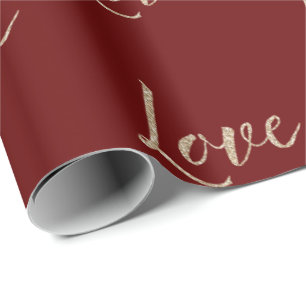 Red Gold Luxe Glitter Love Cadeaupapier
