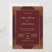 Red gold luxury wedding invitation card kaart (Achterkant)