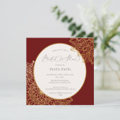 Red Gold Mandala Bridal Shower Kaart (Staand voorkant)