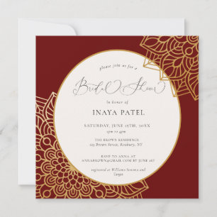 Red Gold Mandala Bridal Shower Kaart