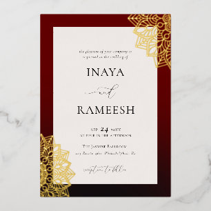 Red Gold Mandala Folie Uitnodiging