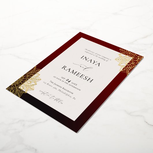 Red Gold Mandala Folie Uitnodiging (Gedraaid)