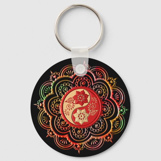 Red & Gold Mandala Sleutelhanger (Voorkant)