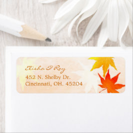 Red Gold Maple Leaf Wedding Return Address Etiket