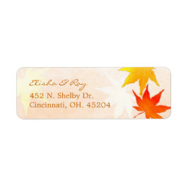 Red Gold Maple Leaf Wedding Return Address Etiket
