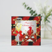 RED Gold Mask Masquerade Party Birthday Kaart (Staand voorkant)