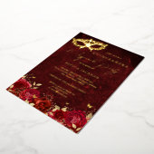 Red Gold Mask Masquerade Party Roos Quinceanera Folie Uitnodiging (Gedraaid)