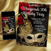 Red Gold Masquerade Party Kaart