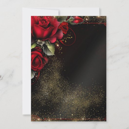 Red Gold Masquerade Party Kaart (Achterkant)