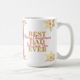 Red Gold Merry Christmas Best Dad Ever Photo Koffiemok