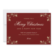 Red Gold Merry Happy Nieuwjaarskaarten