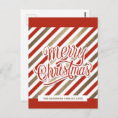 Red Gold Merry-kerstfeestdag Briefkaart (Voorkant / Achterkant)