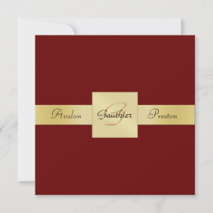 Red Gold Metal Monogram Lint Formele Uitnodiging