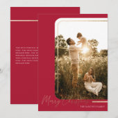 Red Gold Modern Border Photo-kerstkaart  Feestdagenkaart (Voorkant / Achterkant)