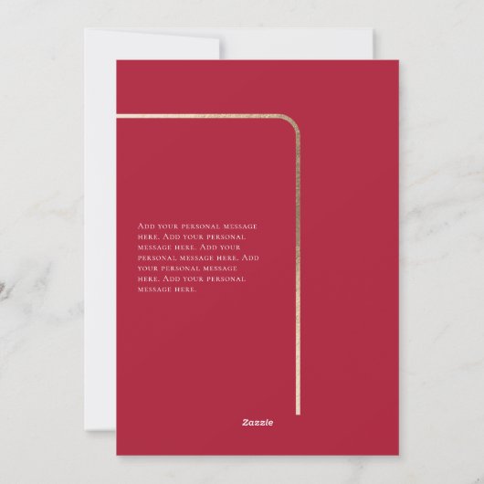 Red Gold Modern Border Photo-kerstkaart  Feestdagenkaart (Achterkant)