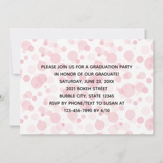 Red Gold Modern Confetti Bokeh Bubbles Afstuderen Kaart (Achterkant)