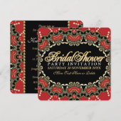 Red Gold Modern Eastern Vrijgezellenfeest Party Kaart (Voorkant / Achterkant)