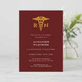 Red Gold Modern Nurse School Afstuderen Kaart (Staand voorkant)