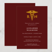 Red Gold Modern Nurse School Afstuderen Kaart (Voorkant / Achterkant)