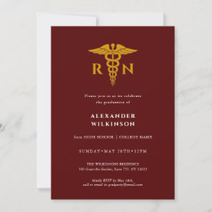 Red Gold Modern Nurse School Afstuderen Kaart