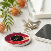 Red Gold Monogram Paint Splash Sleutelhanger (Zijkant)