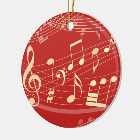 Red Gold Musical kerstversiering op maat Keramisch Ornament (Links)