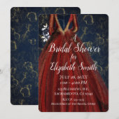 Red Gold & Navy Blue Glam Dress Vrijgezellenfeest Kaart (Voorkant / Achterkant)