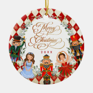 Red Gold Nutcracker Ballet Merry Kerstparty Keramisch Ornament