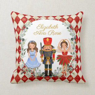 Red Gold Nutkraker Holiday Leafy Wreaty Nursery Kussen