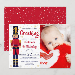 Red Gold Nutkraker kerstfeestdag Foto Kaart